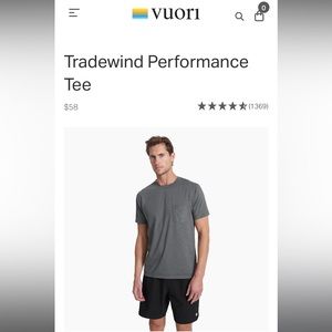 Vuori Gray Tradewind Performance Tee